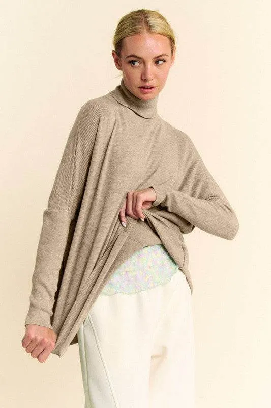 Davi & Dani Turtleneck Long Sleeve Knit Top Sweater