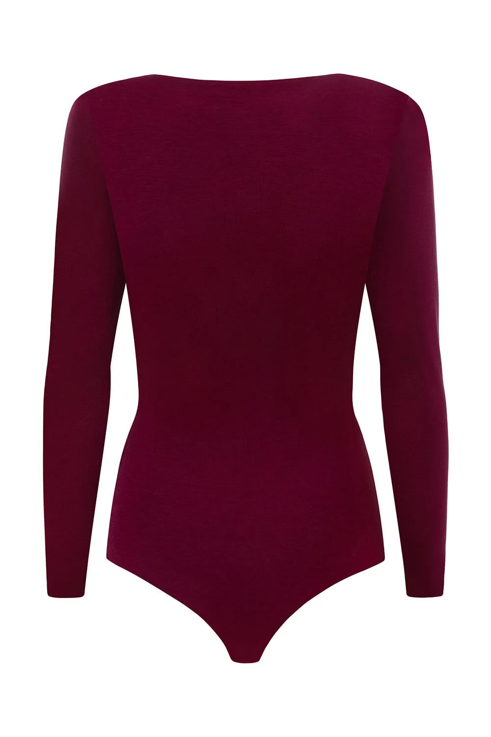 Deep V Neck Bodysuit Burgundy