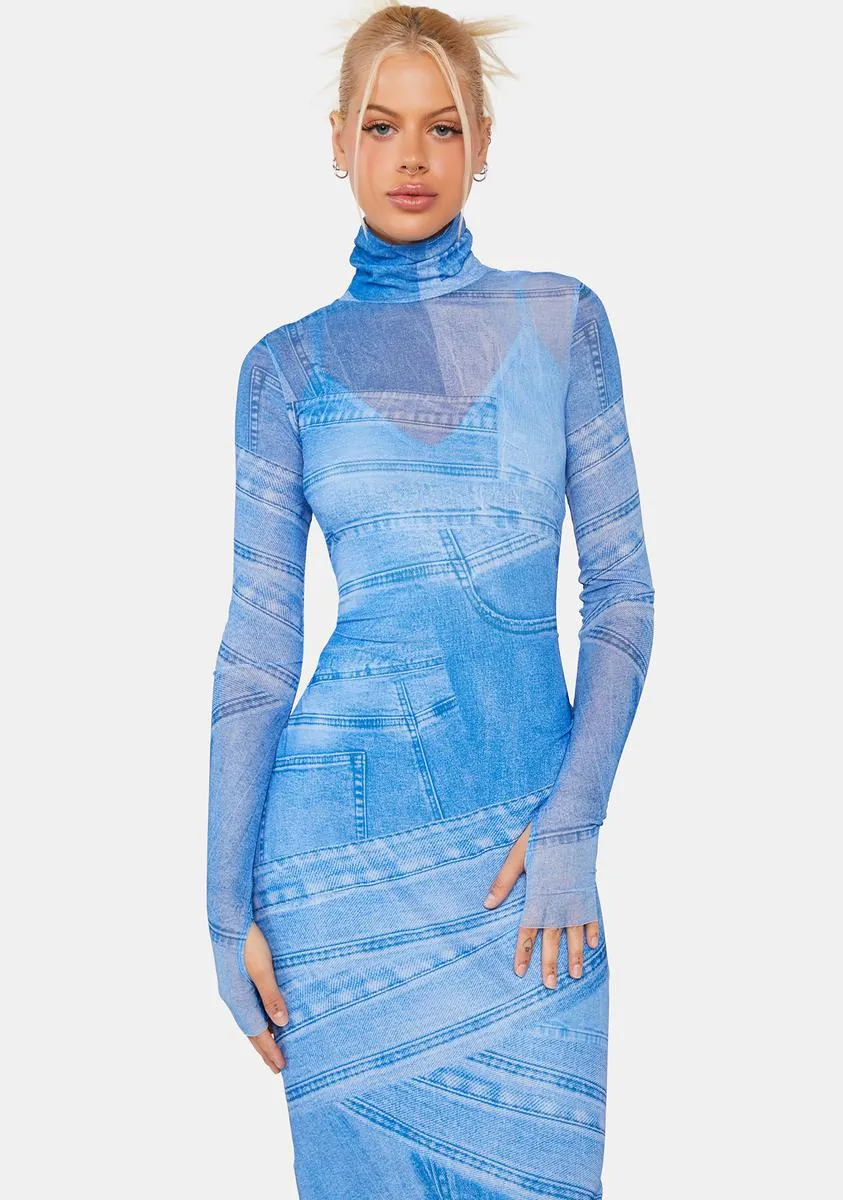 Denim Print Shailene Maxi Dress