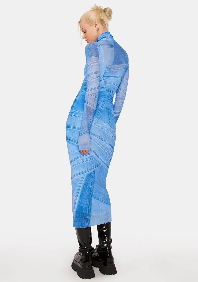 Denim Print Shailene Maxi Dress