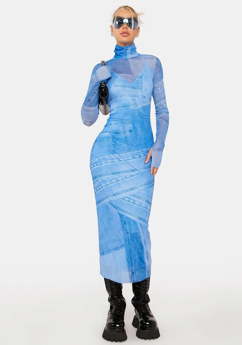 Denim Print Shailene Maxi Dress