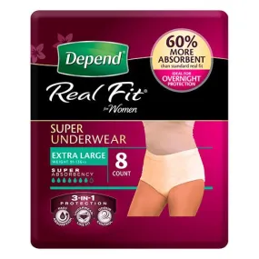 Depend Real Fit Super Underwear For Women 8 Drops Extra Large 8 Pack