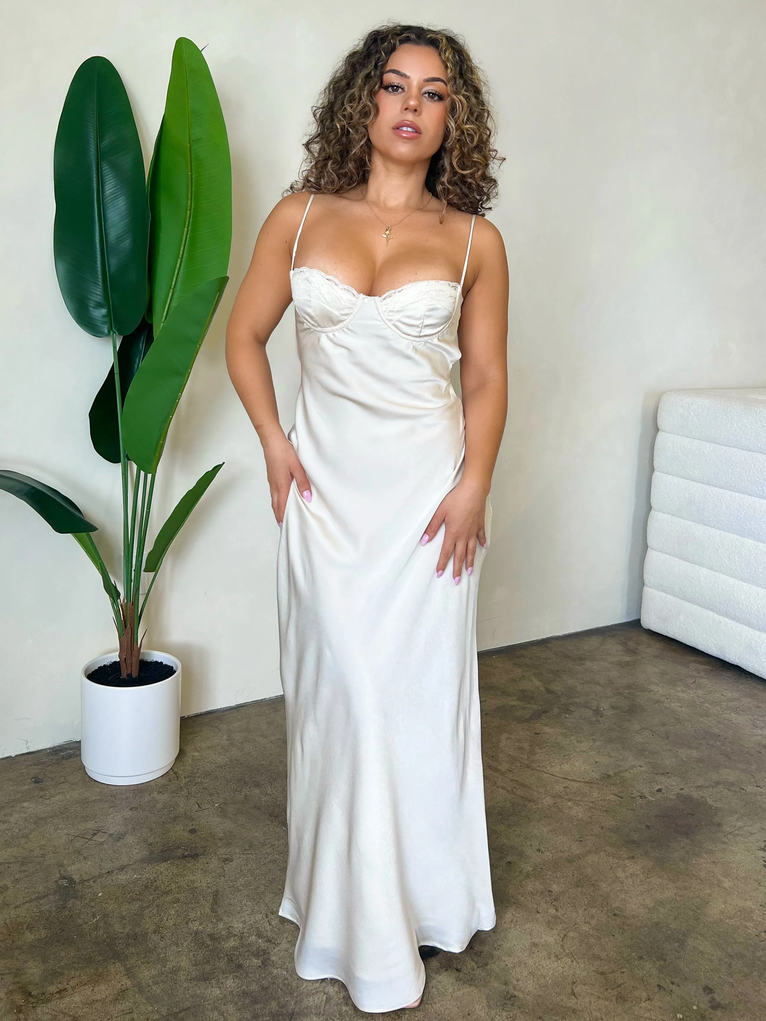 Diana Satin Dress (Nude)
