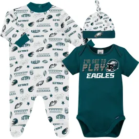 Eagles Baby Boys 3-Piece Bodysuit, Sleep 'N Play, and Cap Set