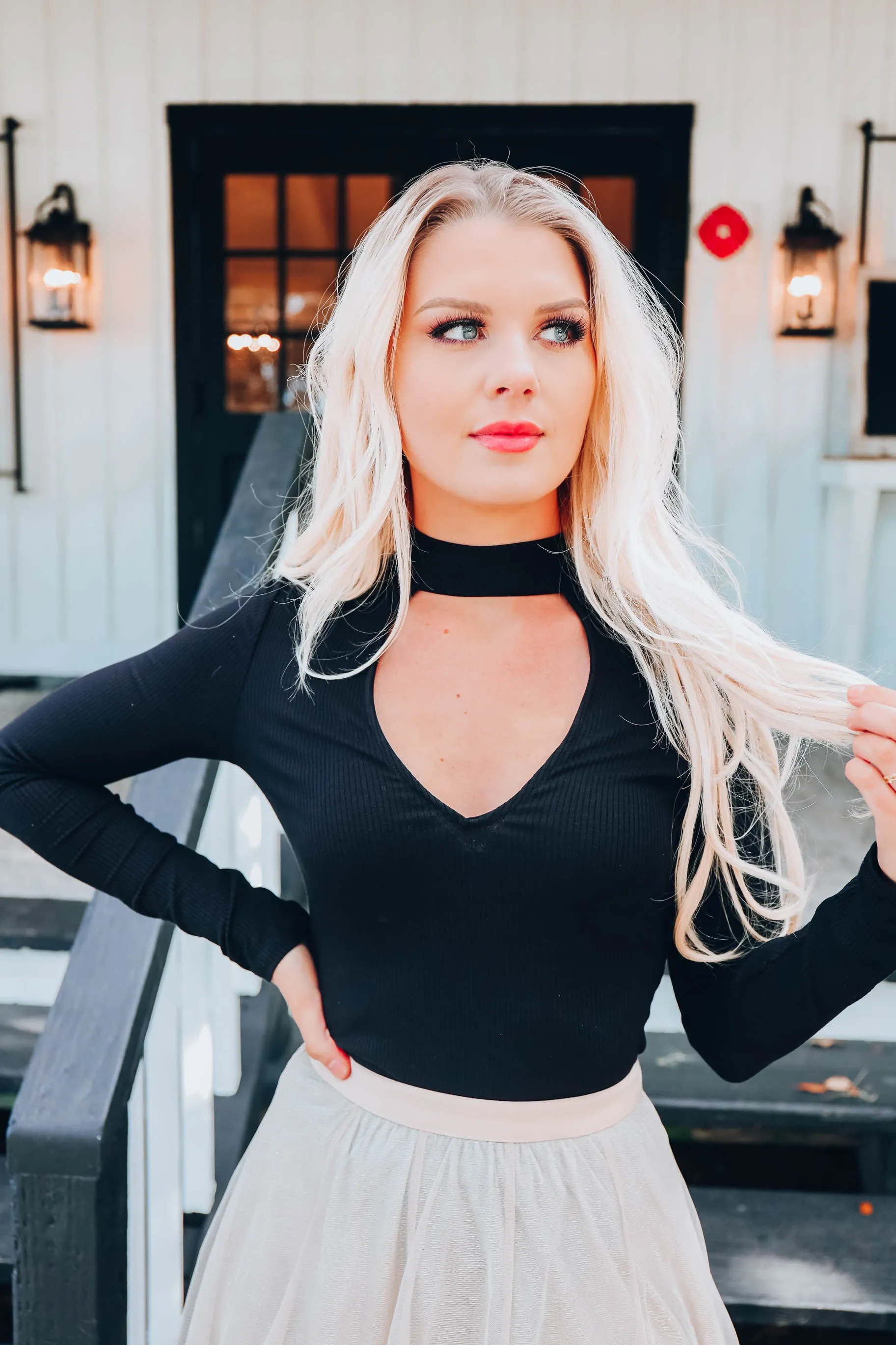 Elegant Silhouette Bodysuit - Black