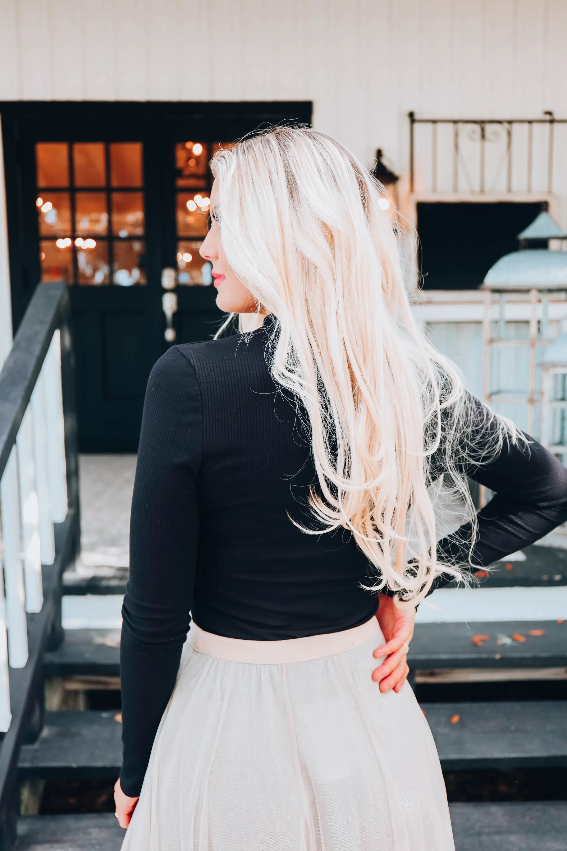 Elegant Silhouette Bodysuit - Black