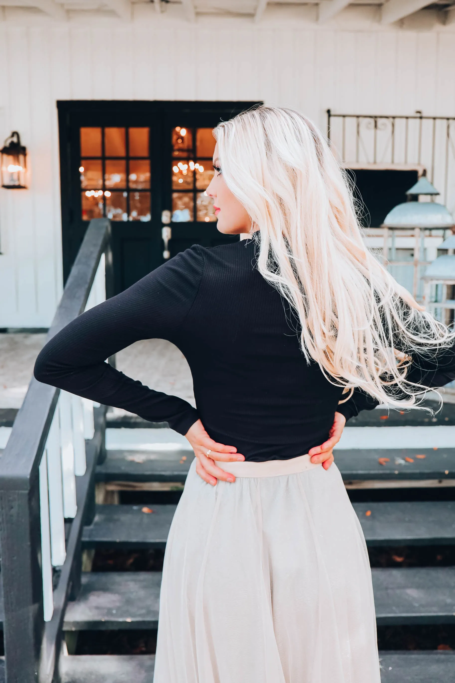 Elegant Silhouette Bodysuit - Black