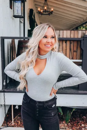 Elegant Silhouette Bodysuit - Grey