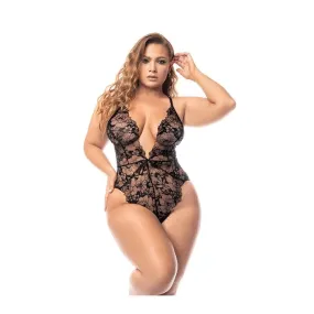 Embroidered Lace Deep V Bodysuit