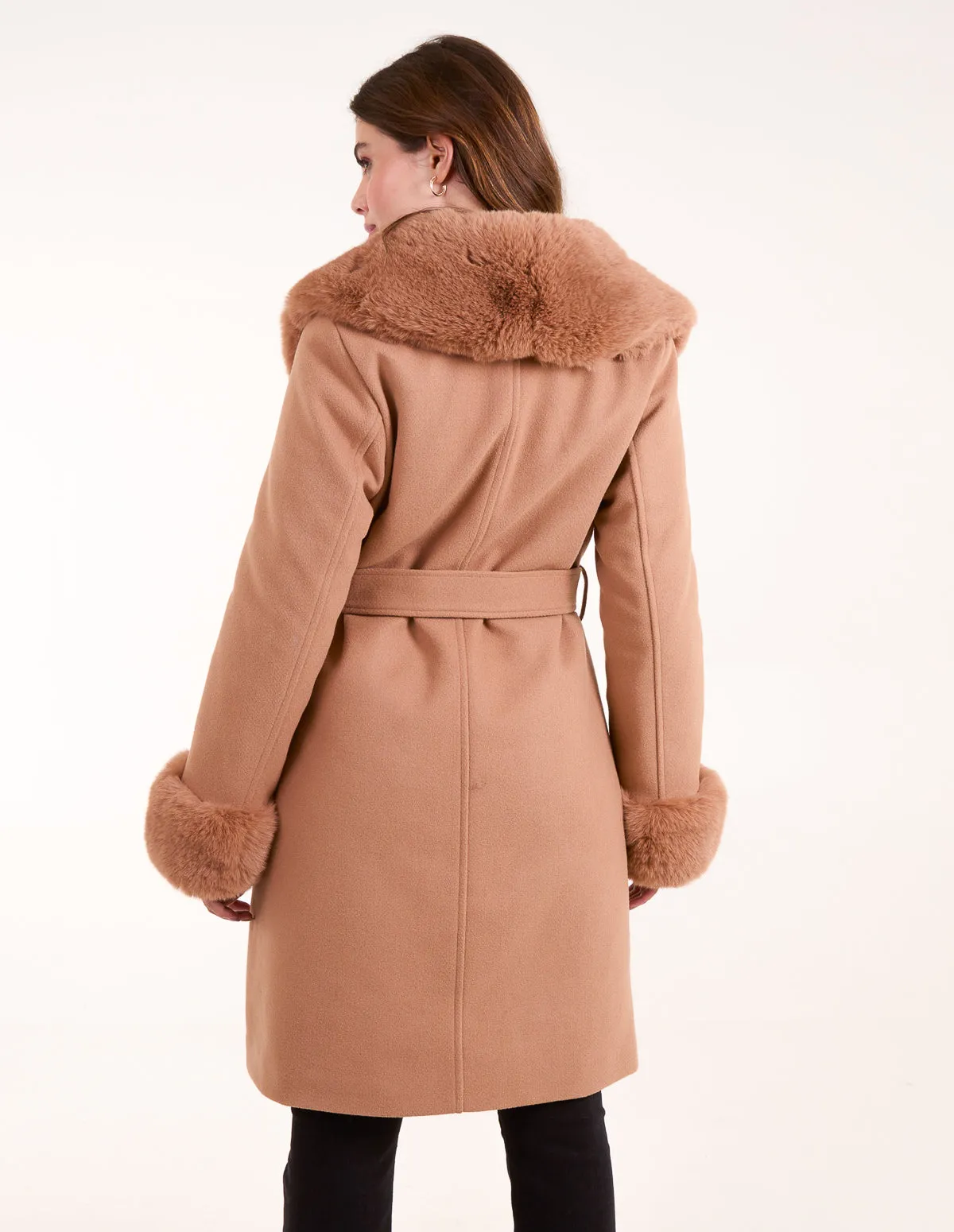 Faux Fur Belted Coat