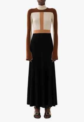 Flared Maxi Dress in Wool