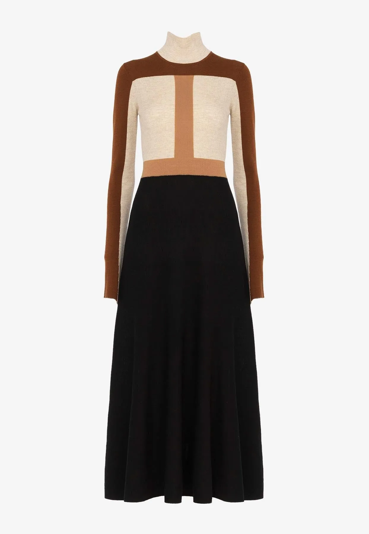 Flared Maxi Dress in Wool