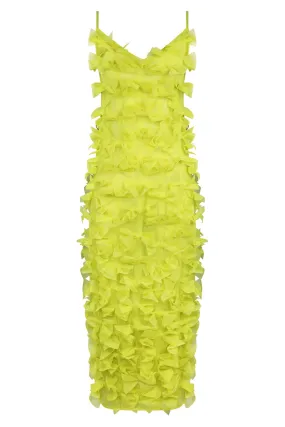 FLEUR DE BOW APPLIQUED OPEN BACK MAXI DRESS | LIME