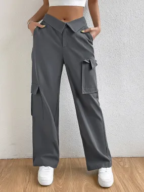 Flipped Waist Pocket Patched Cargo Pants