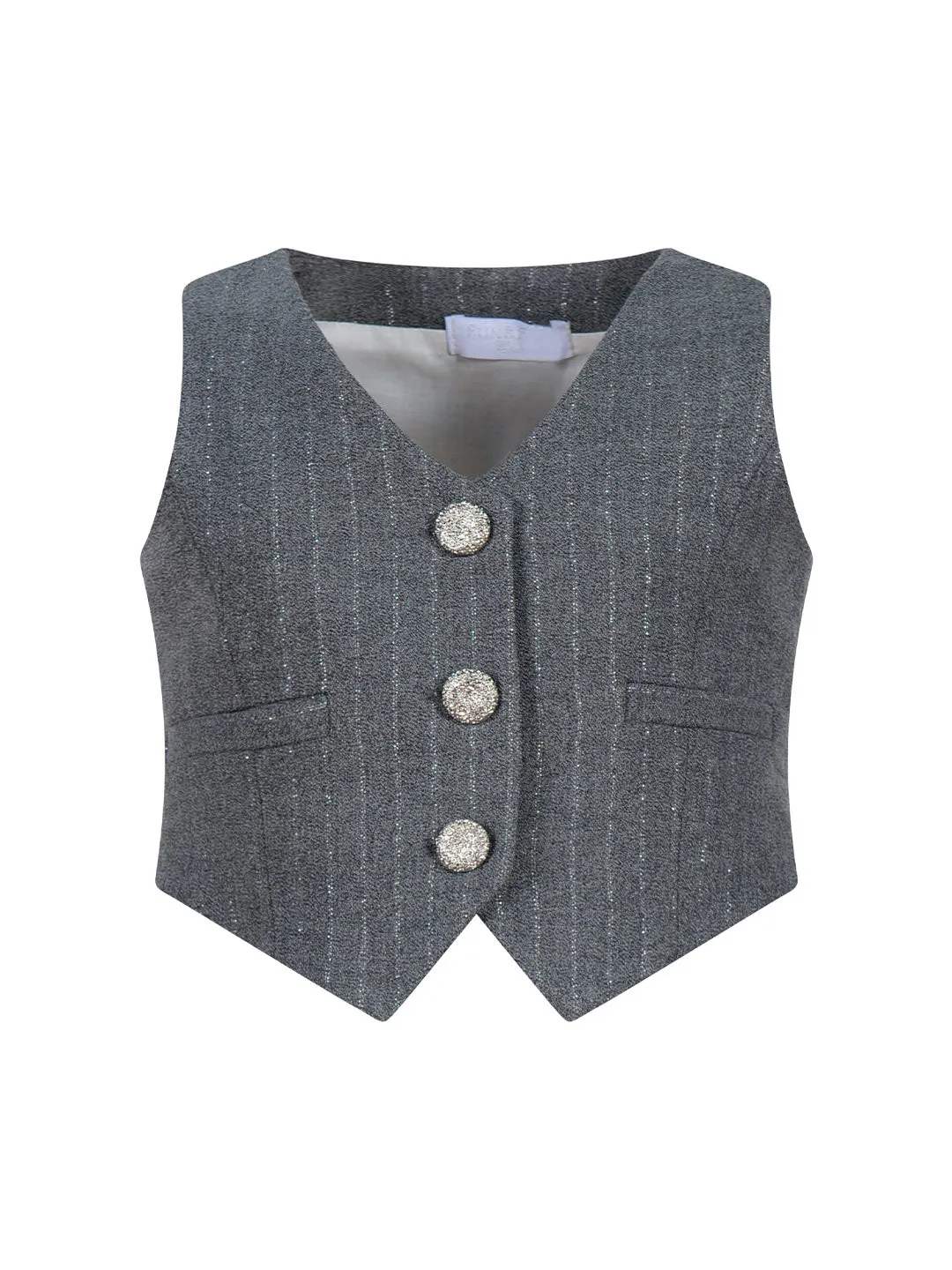 Fun & Fun gilet kids grigio con bottoni in strass