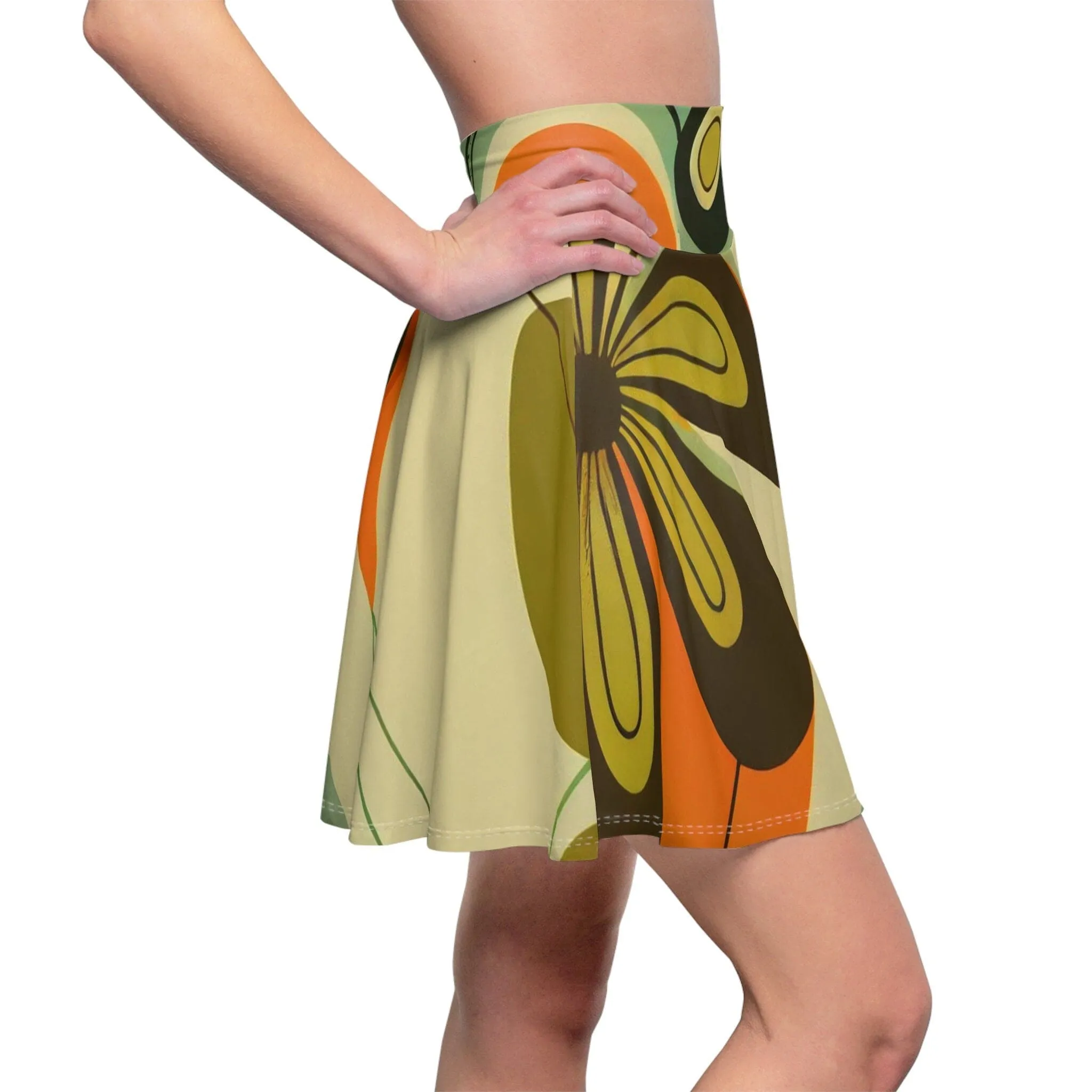 Groovy 60s, 70s Retro Skirt, Mid Century Modern Flower Power Disco Hipster Style Flowy Skirt - 130082223