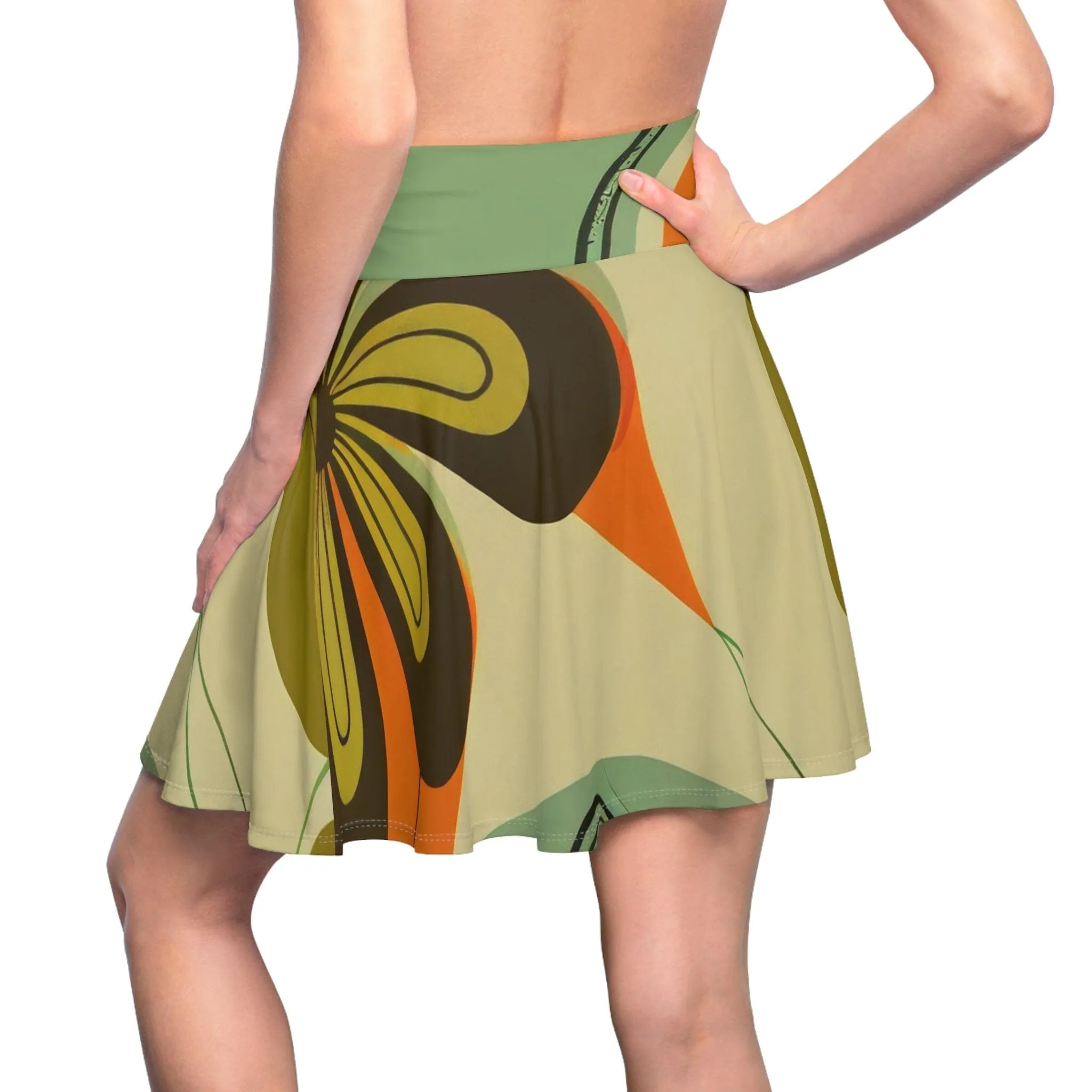 Groovy 60s, 70s Retro Skirt, Mid Century Modern Flower Power Disco Hipster Style Flowy Skirt - 130082223