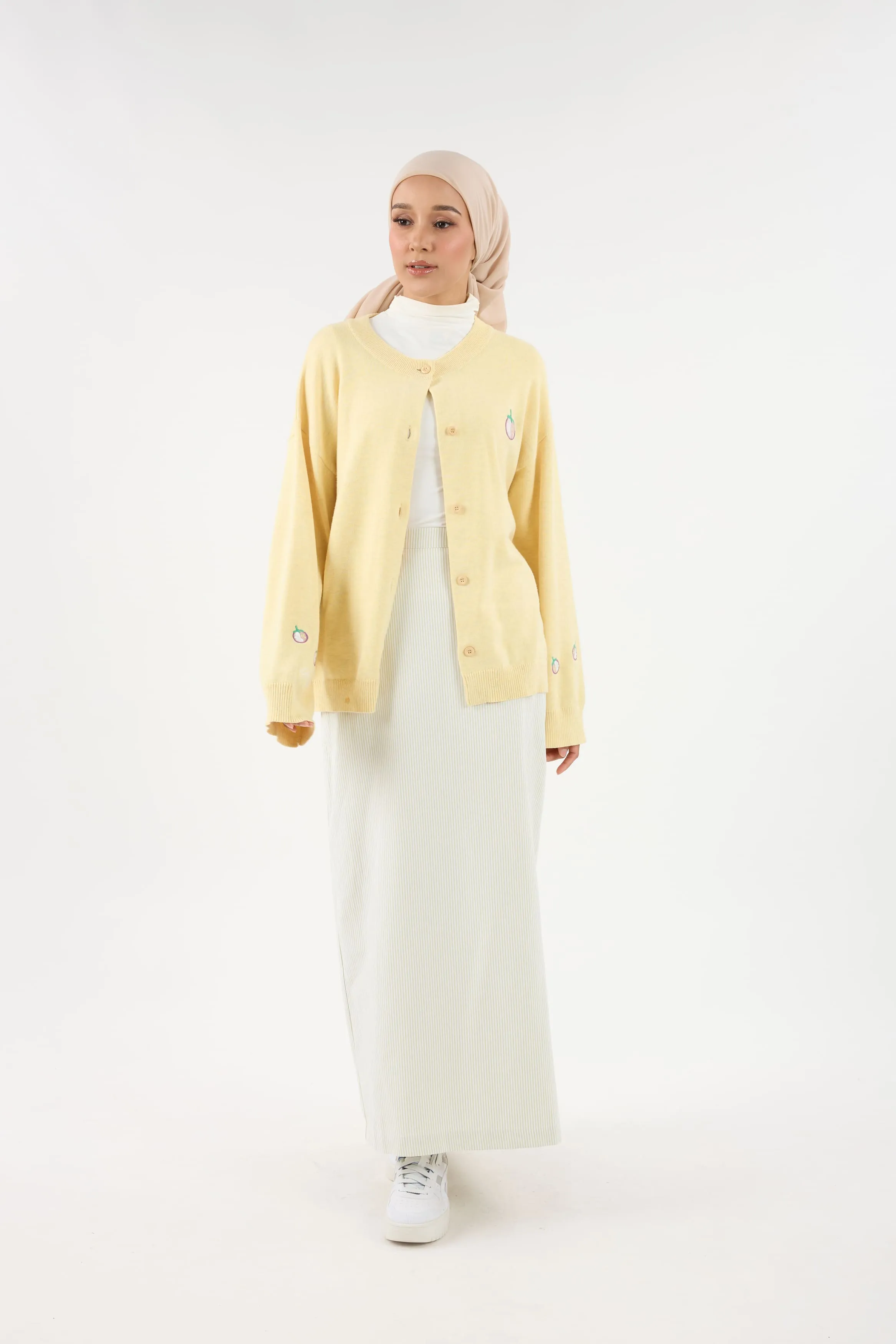 Harmoni Matcha Green Striped Linen Skirt
