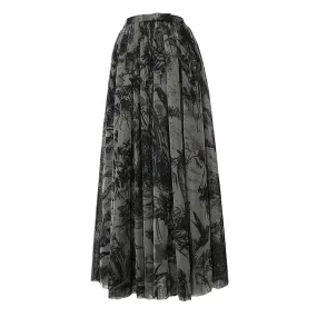 Hit Color Temperament Skirts For Women High Waist A Line Vintage Print Skirt Female Fashion Clothing Summer Style