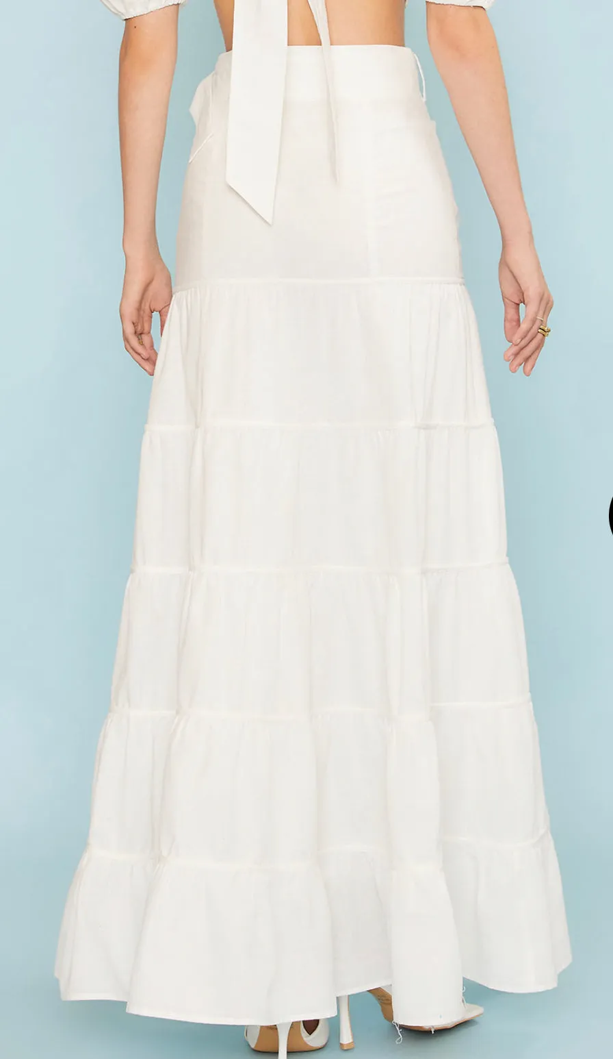 Ivory Ruffle Maxi Skirt