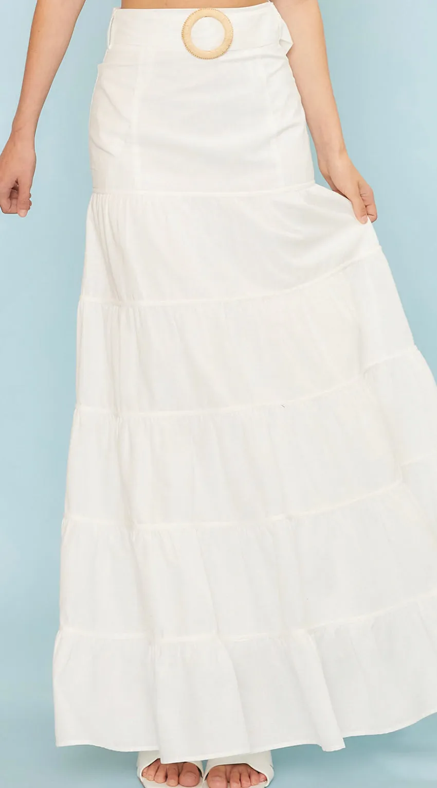 Ivory Ruffle Maxi Skirt