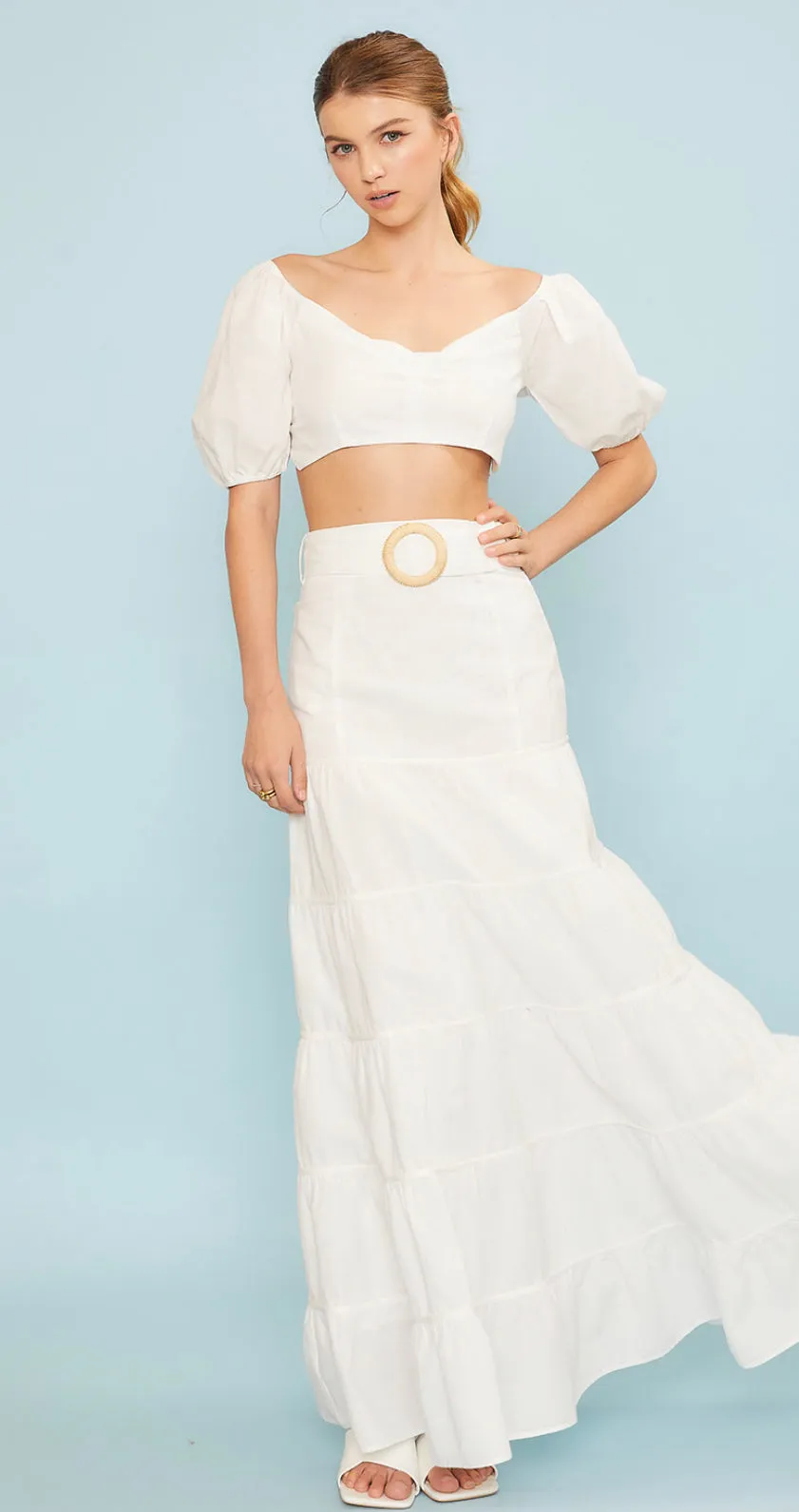 Ivory Ruffle Maxi Skirt