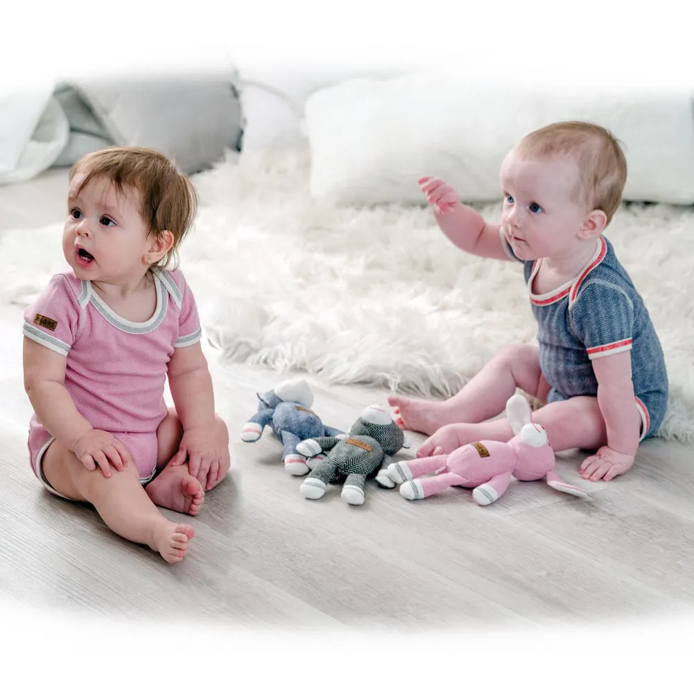 Juddlies Organic Cotton Cottage Short Sleeve Bodysuit - Sunset Pink (Small 3-6 Months, 12-16 lbs)