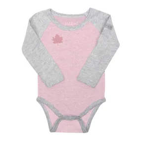 Juddlies Organic Cotton Raglan Long Sleeve Bodysuit - Dogwood Pink (0-3 Months, 8-12 lbs)