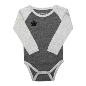 Juddlies Organic Cotton Raglan Long Sleeve Bodysuit - Graphite Black (Newborn 0-10 lbs)