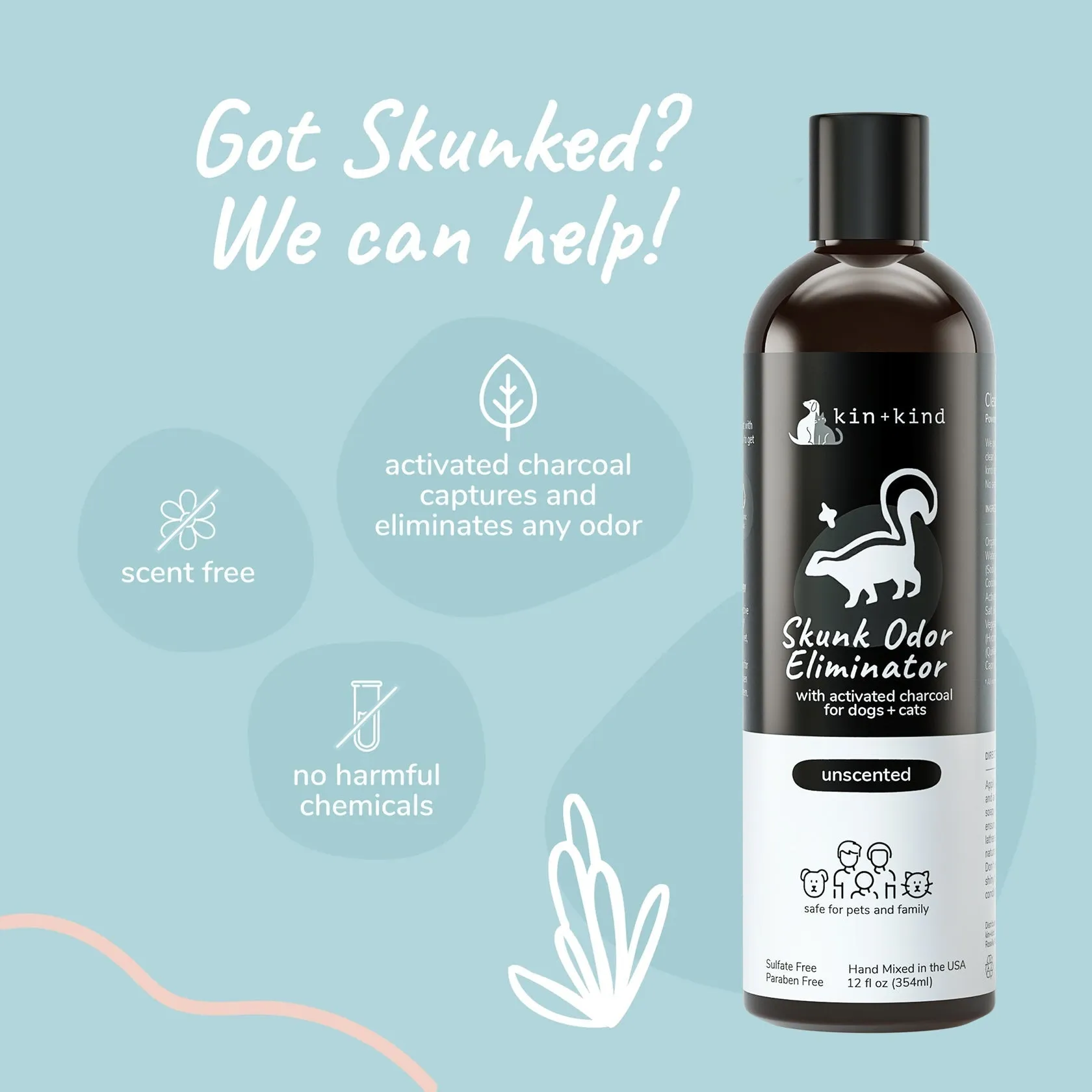 Kin   Kind Skunk Odor Eliminator Pet Shampoo