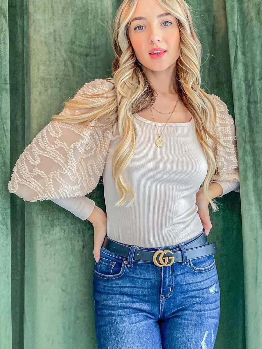 Kiss My Southern Sass Puff Sleeve Bodysuit