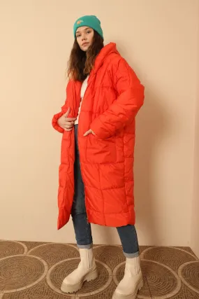 KKT  Long Sleeve Oversize Women Coat-Orange - Harlow