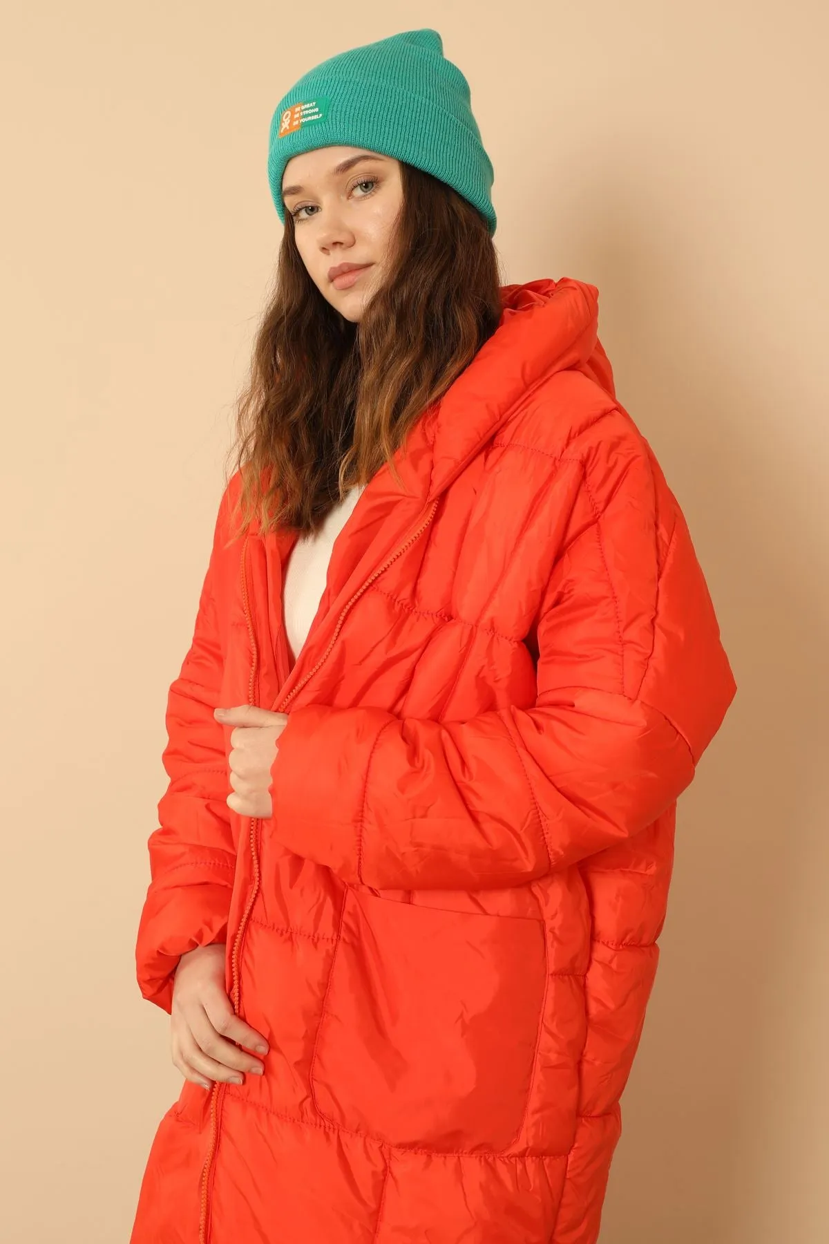KKT  Long Sleeve Oversize Women Coat-Orange - Harlow