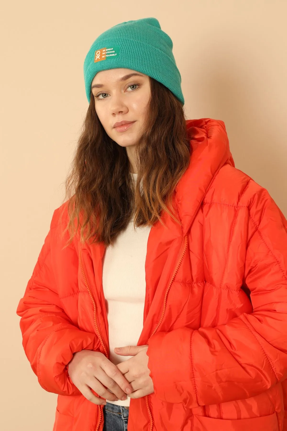 KKT  Long Sleeve Oversize Women Coat-Orange - Harlow