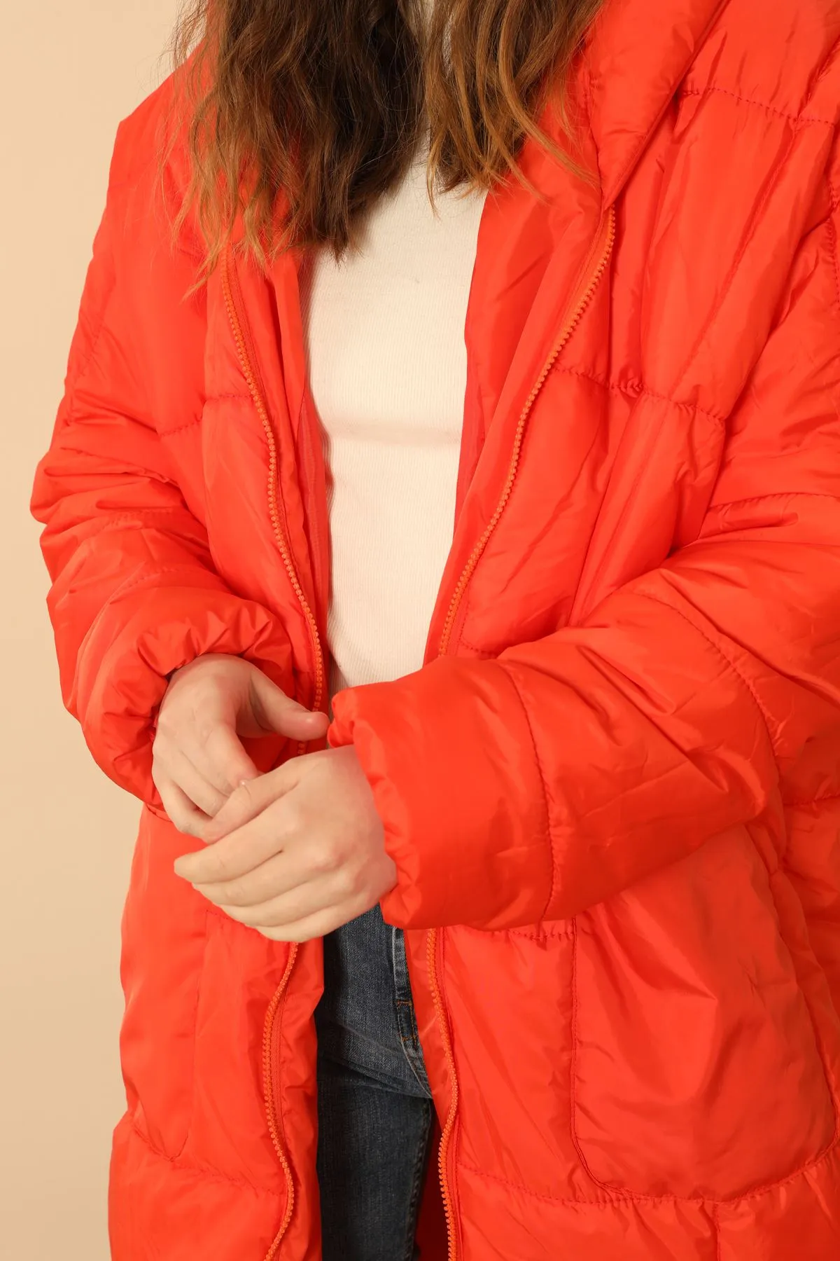 KKT  Long Sleeve Oversize Women Coat-Orange - Harlow