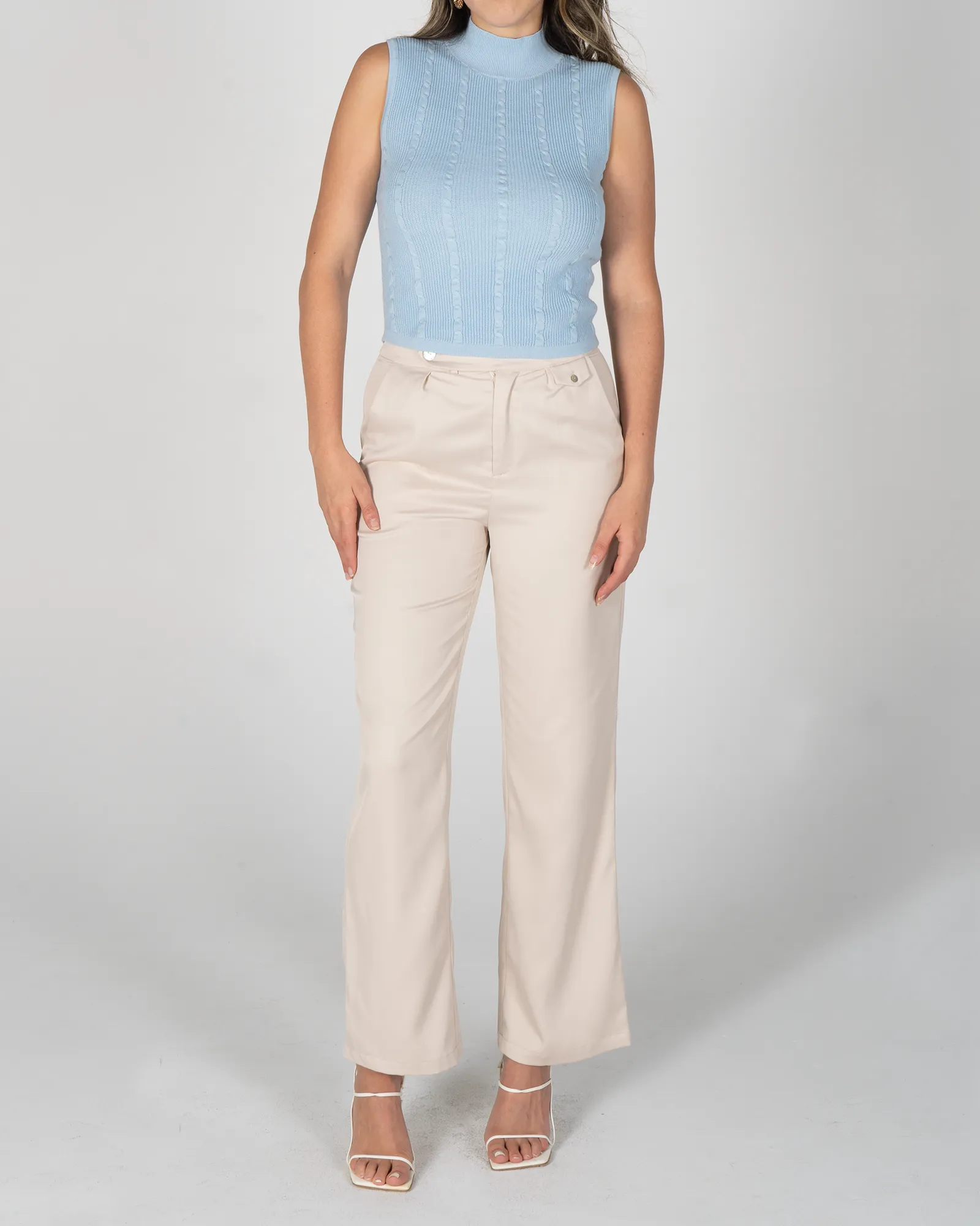 Knit Sleeveless Turtleneck - Blue