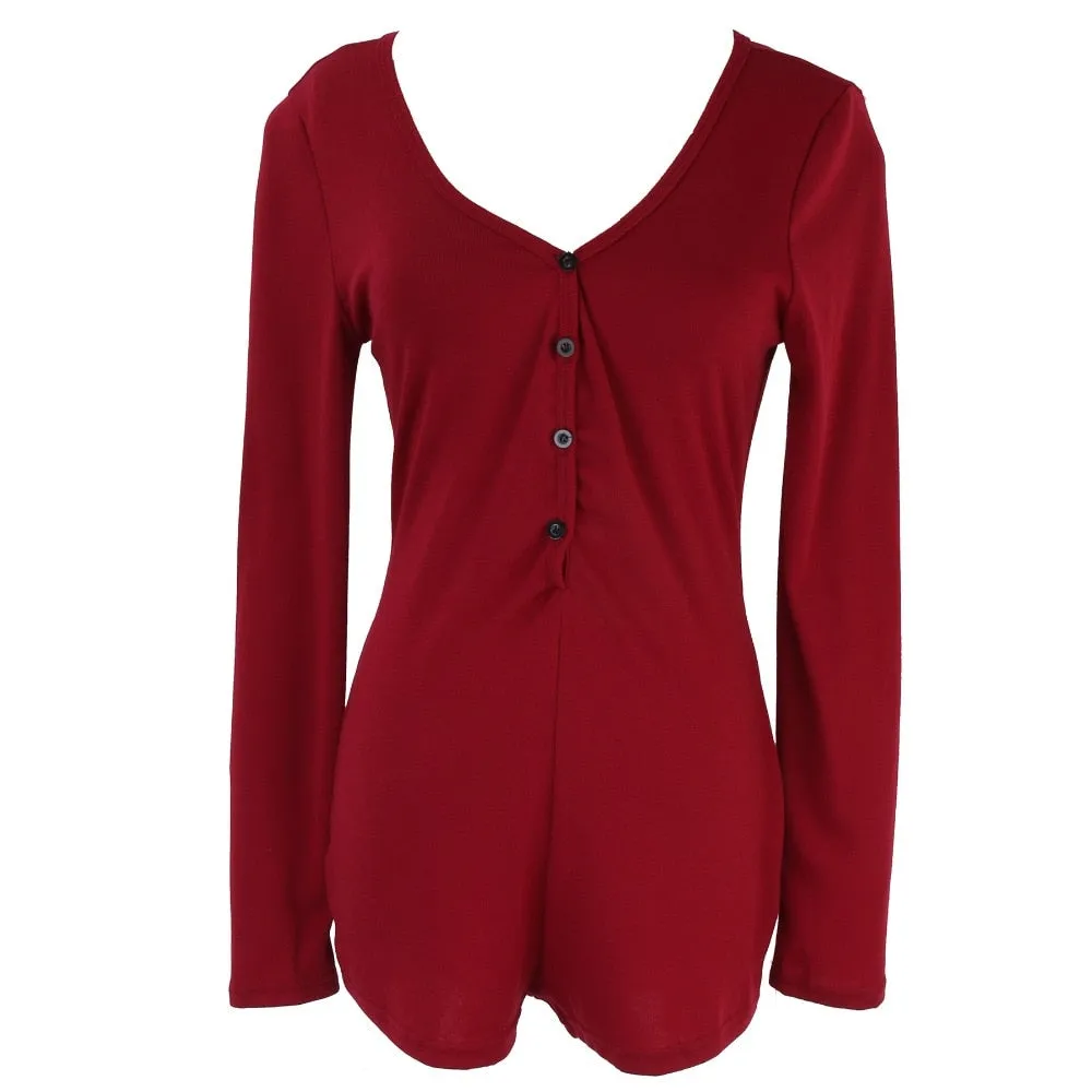 Knitted Sexy Bodysuit Women Rompers Bodycon Jumpsuit Long Sleeve Autumn Spring Ribbed Bodysuits Playsuits