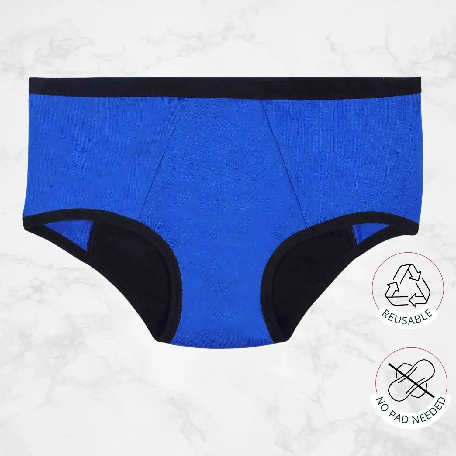 LEAKPROOF & REUSABLE PERIOD UNDERWEAR | BLUE & PINK CAT PRINT | ANTIMICROBIAL LINING | NO PAD NEEDED
