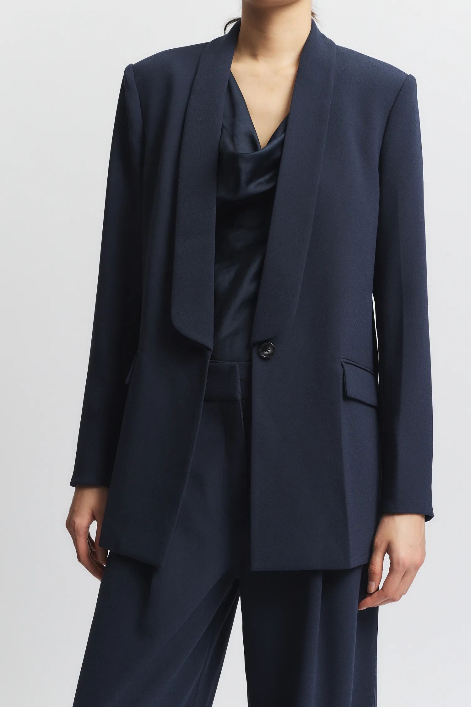 Lennox Everyday Blazer, Navy Crepe