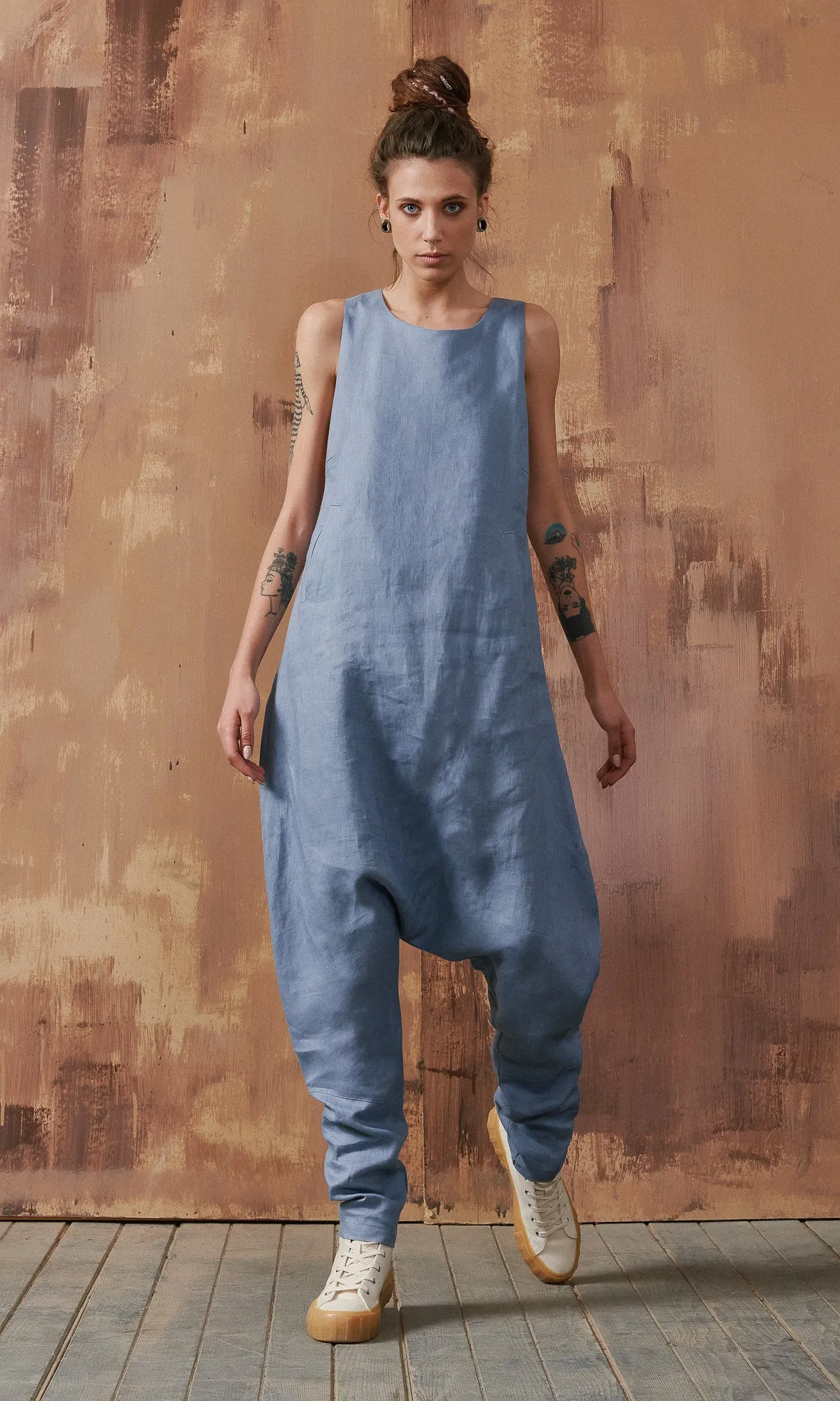 Linen Drop Crotch Jumpsuit