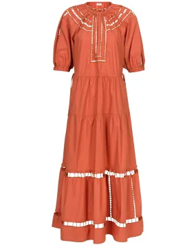 Lipstick Embroidered Maryn Maxi Dress