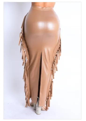 Liquid Fringe Maxi Skirt
