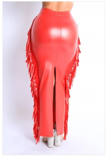Liquid Fringe Maxi Skirt