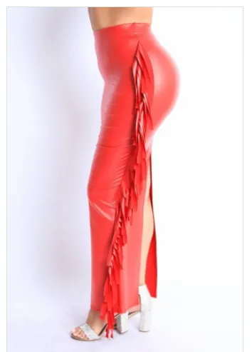 Liquid Fringe Maxi Skirt