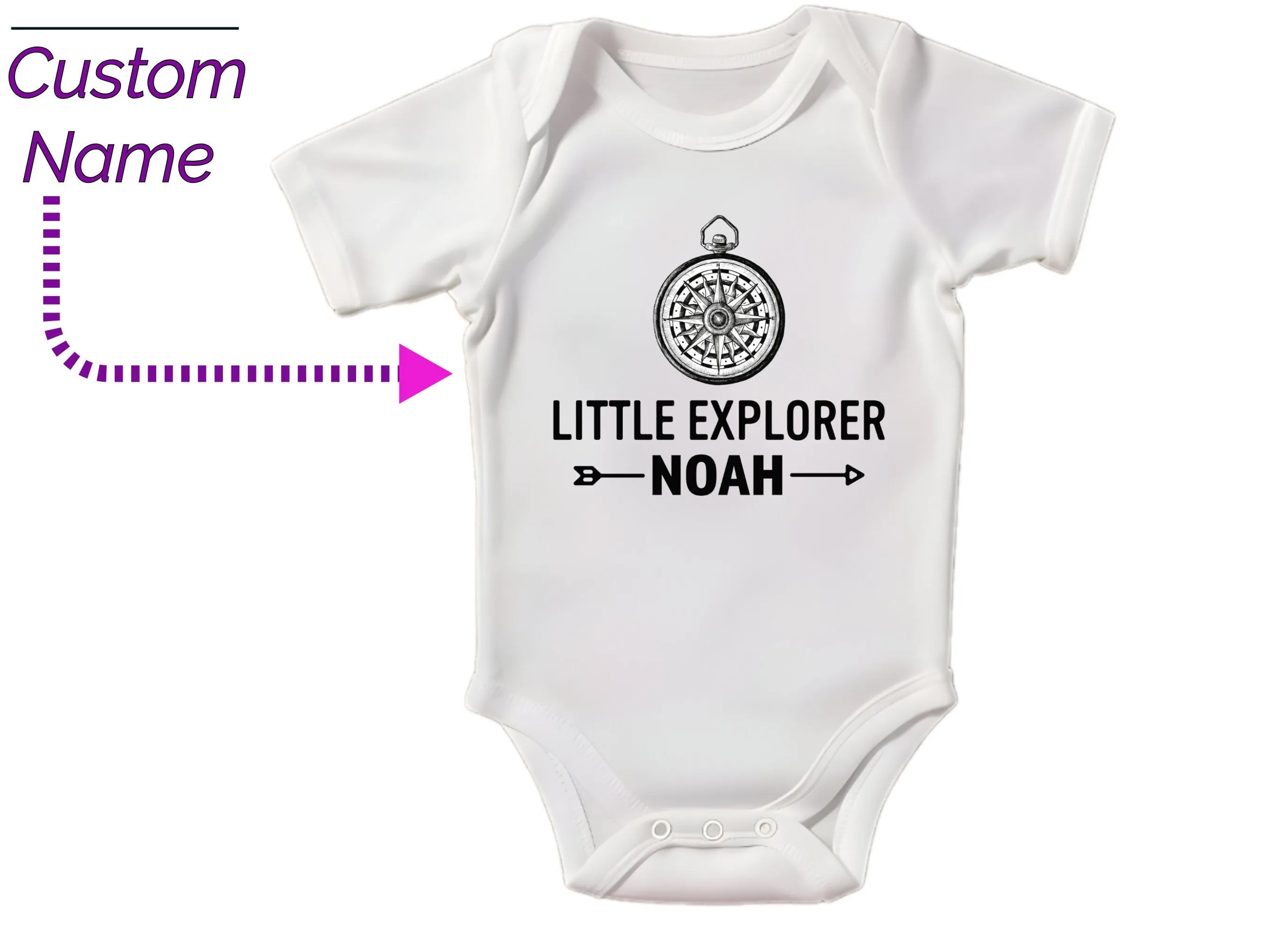 Little Explorer Custom Name Short Sleeve Boys with Childs Name