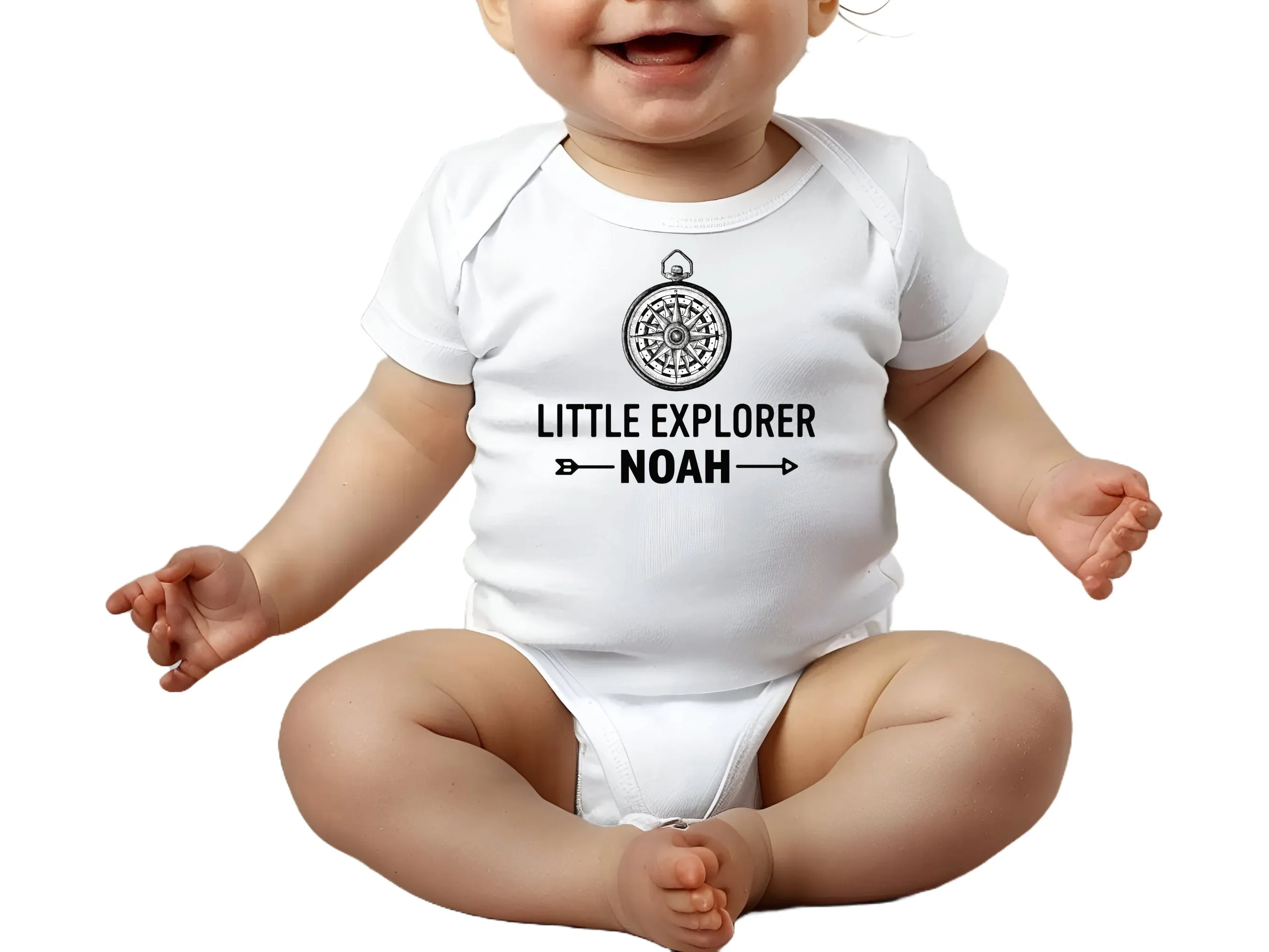 Little Explorer Custom Name Short Sleeve Boys with Childs Name