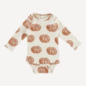 long sleeve lap neck bodysuit | harvest pumpkin | organic cotton interlock