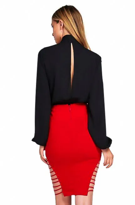 Long Sleeve Tie Neck Bodysuit