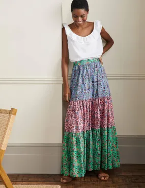 Lorna Tiered Maxi Skirt-Formica Pink, Oriental Meadow