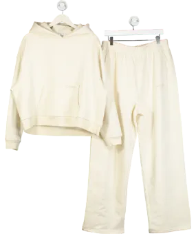 Lounge Underwear Cream Text Print Kangaroo-pocket Cotton-blend Hoody And Straight Leg Joggers UK XXL